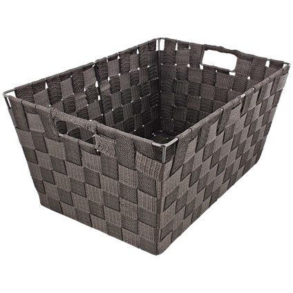 Mand silk ribbon extra groot zwart 45x30x20 cm