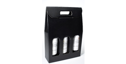 Draagdoos 3 Flessen Zwart