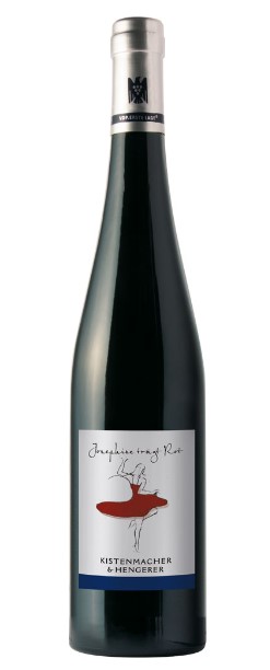 Kistenmacher Josephine trägt Rot feinherb Heilbronner 75cl