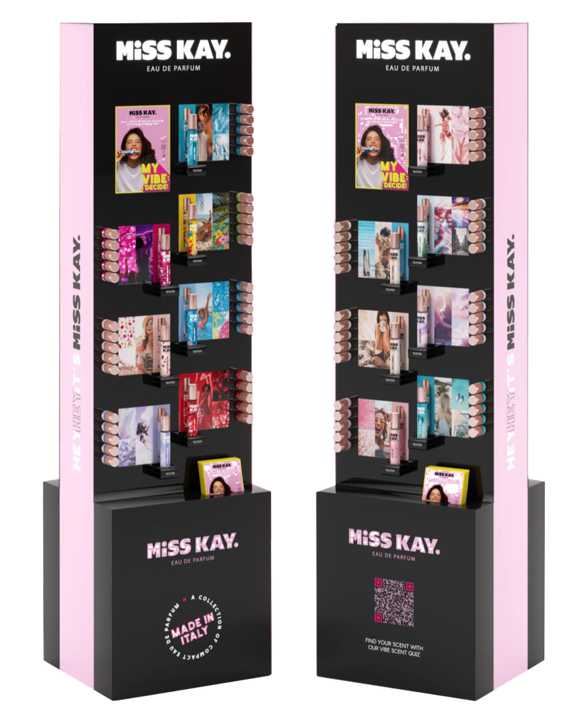 Miss Kay. Floor Stand GEVULD + testers