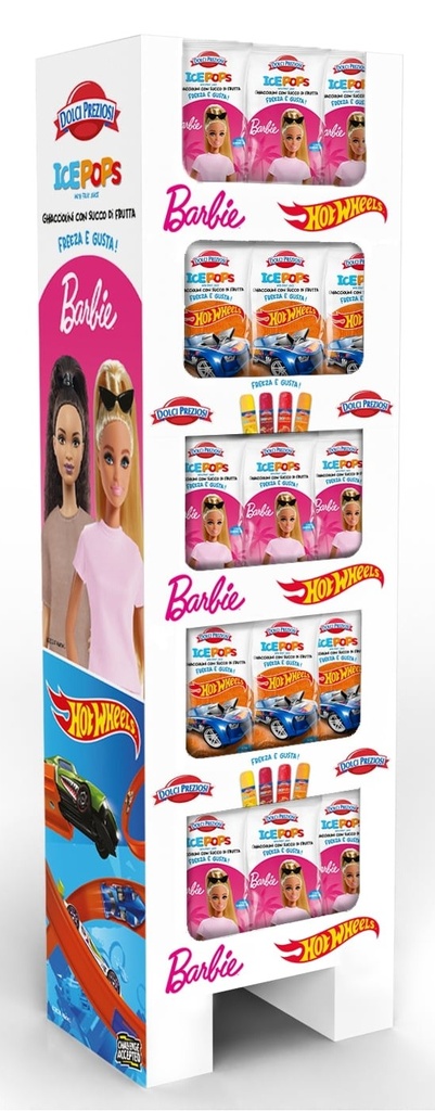 Dolci Preziosi Ice Pops Barbie e Hotwheels Display 105 x 400ml