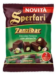 Sperlari Zanzibar Cioccolato Fondente con pistacchi bites 117g