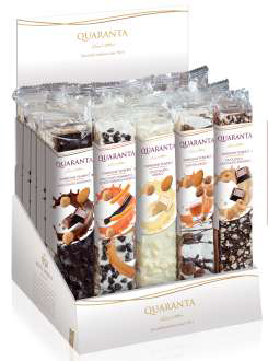 [qua403578] Quaranta Stecche di Torrone Creme Cioccolato 25 x 100g disp.