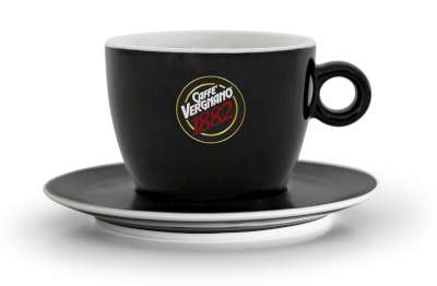 [verpos99210] Vergnano Tazza + Piattino Cioccolato Nero Matt
