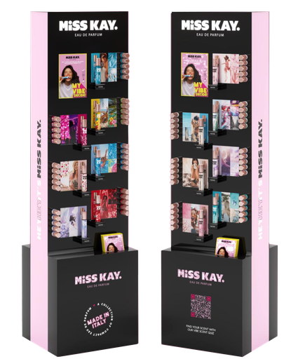 [kayfloorstandfull] Miss Kay.  14 SKU Floor Stand REMPLI + testers