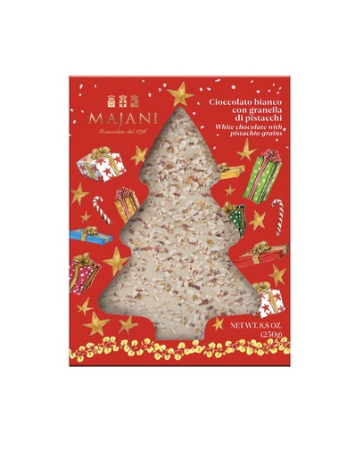 [maj3154/24] Majani Christmas Tree tablet Cioccolato Bianco con Pistacchio 250g