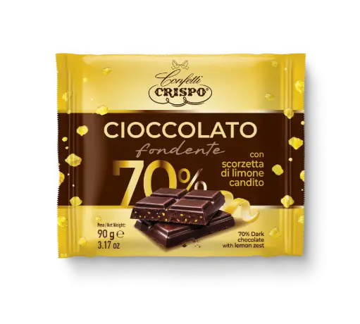 [cri10437532] Crispo Tavoletta 70% Scorzetta Limone 90 g