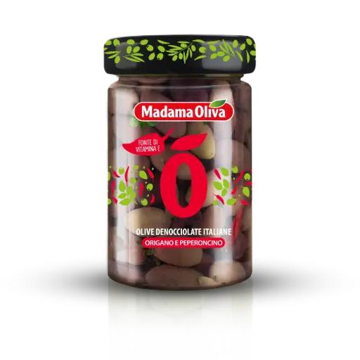 [madoSP5OP014J] Madama Oliva Olive Denocciolate Italiane Origano e Peperoncino 327ml