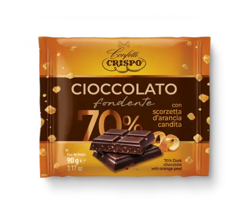 [cri10437538] Crispo Tavoletta 70% Scorzetta Arancia 90 g