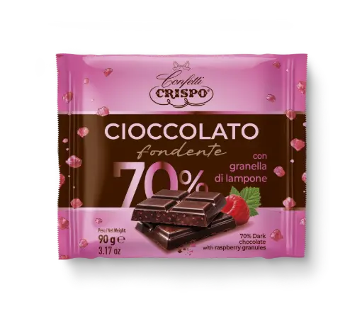[cri10437533] Crispo Tavoletta 70% Scorzetta Lampone 90 g
