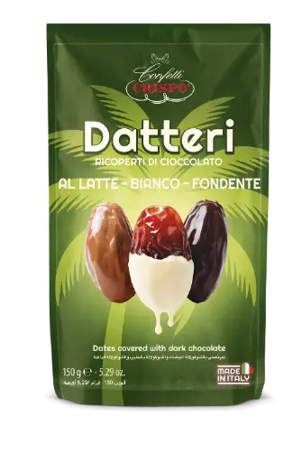 [cri10445271] Crispo Datteri Cioccolato Al Latte - Bianco - Fondente 150g