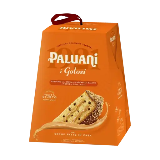 [palB0109] Paluani Pandoro Crema Caramello Salato e Gocce Cioccolato 750g