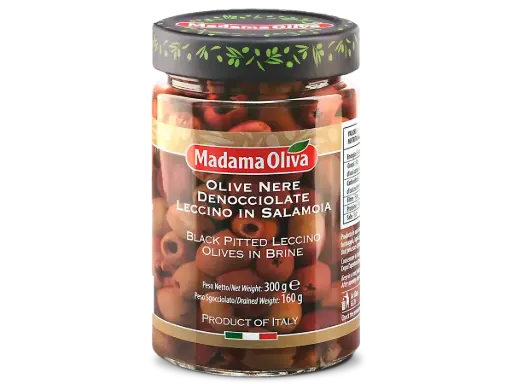 [madDENLE016] Madama Oliva Olive Nere Denocciolate Leccino in Salamoia 300g